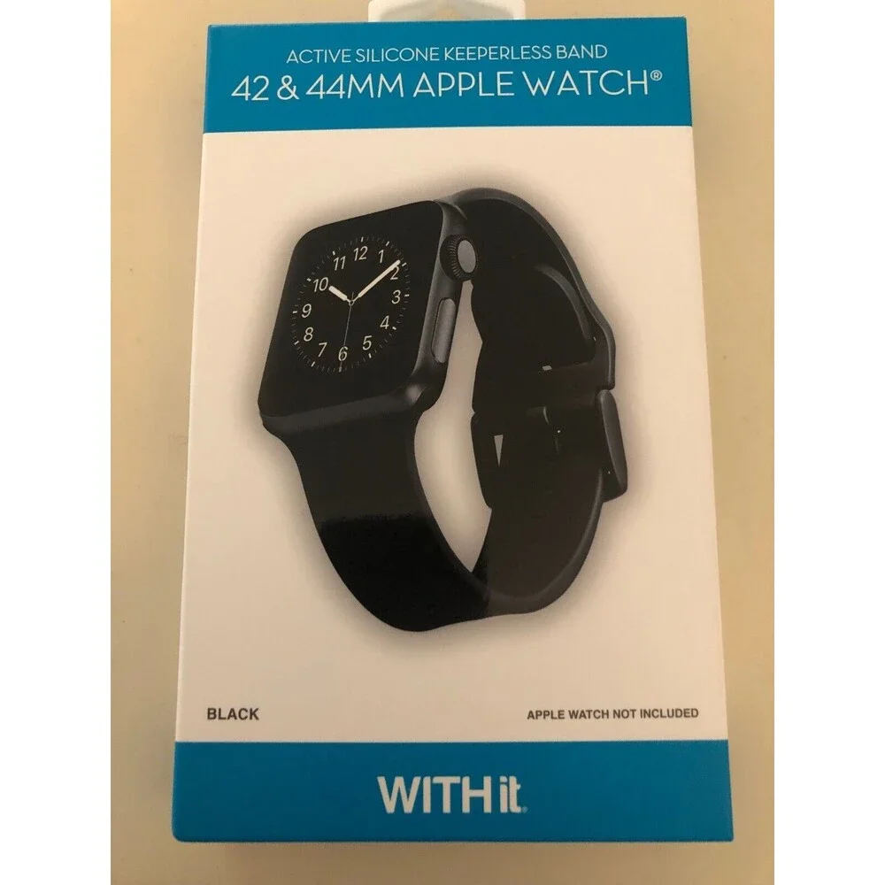 Apple Watch Band Withit 42 & 44 mm Black Silicone Watch Band New in Box